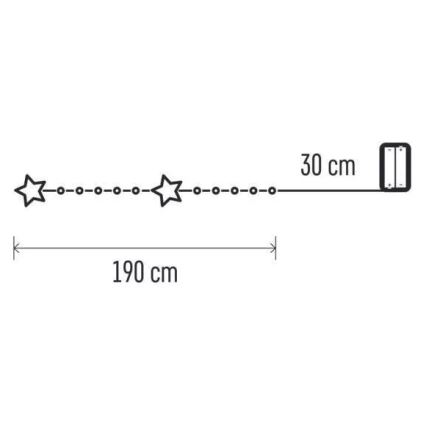 LED Vánoční řetěz 20xLED/2xAA 2,2 m teplá bílá