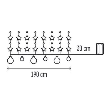 LED Vánoční řetěz 20xLED/2xAA 2,2 m teplá bílá