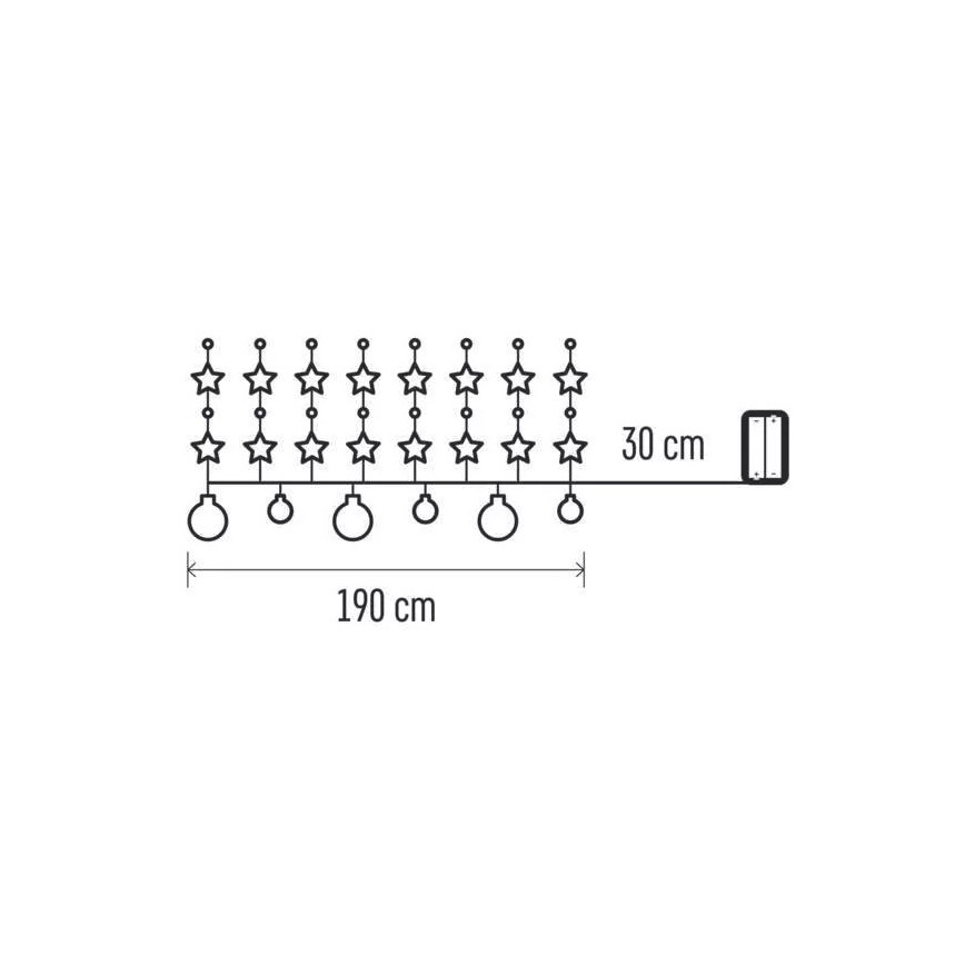 LED Vánoční řetěz 20xLED/2xAA 2,2 m teplá bílá