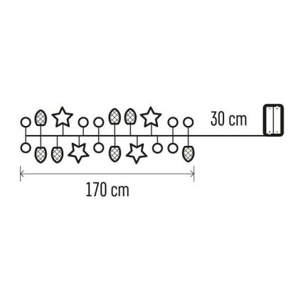 LED Vánoční řetěz 20xLED/2xAA 2m