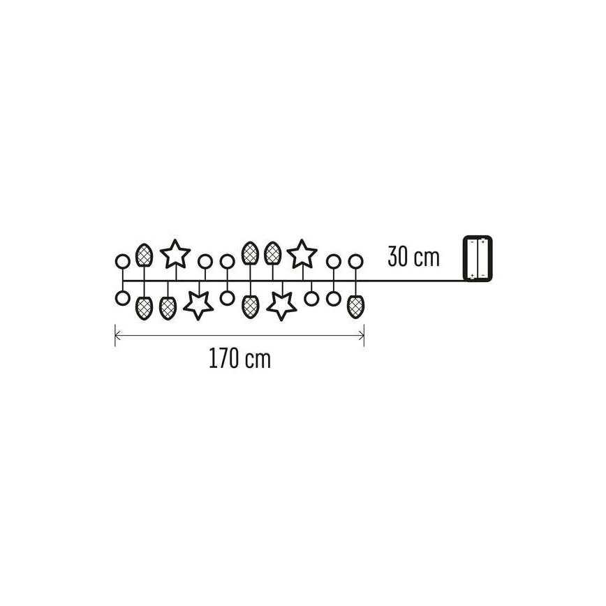 LED Vánoční řetěz 20xLED/2xAA 2m