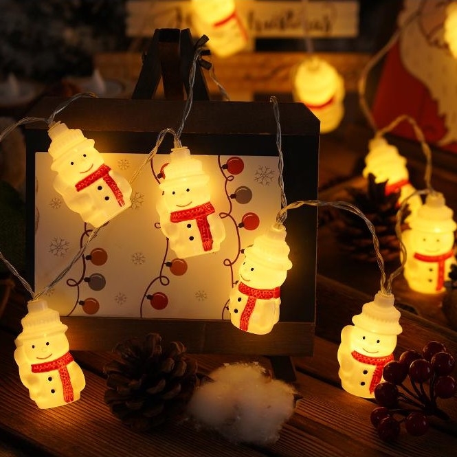 LED Vánoční řetěz 20xLED/3xAA/teplá bílá 3,3m sněhuláci