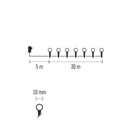 LED Vánoční řetěz 300xLED/8 funkcí 35m IP44 teplá bílá