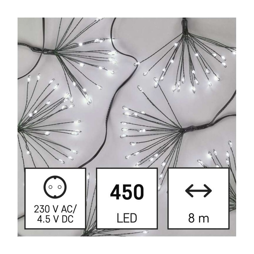 LED Vánoční řetěz 450xLED 8+3 m studená bílá
