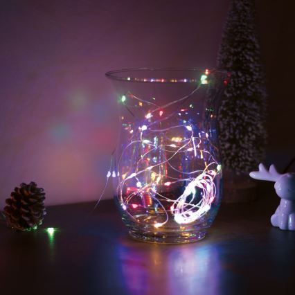 LED Vánoční řetěz 50xLED/3xAA 5m multicolor