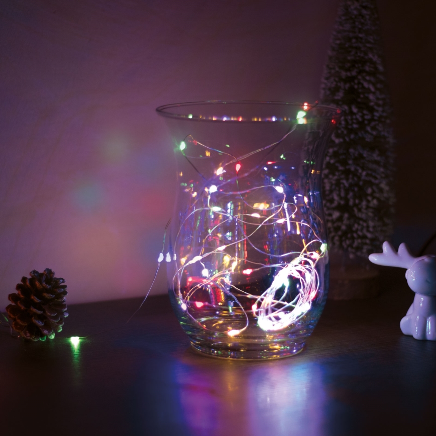 LED Vánoční řetěz 50xLED/3xAA 5m multicolor