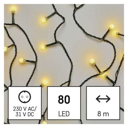 LED Vánoční řetěz 80xLED/230V/8 funkcí 13m IP44 teplá bílá