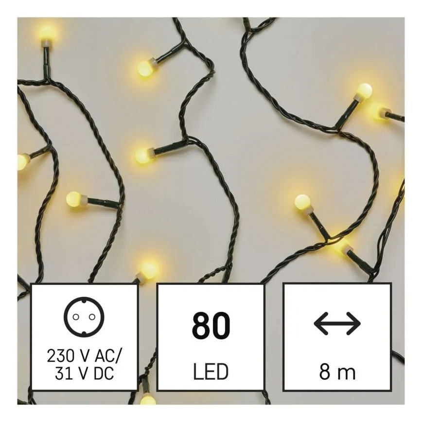 LED Vánoční řetěz 80xLED/230V/8 funkcí 13m IP44 teplá bílá