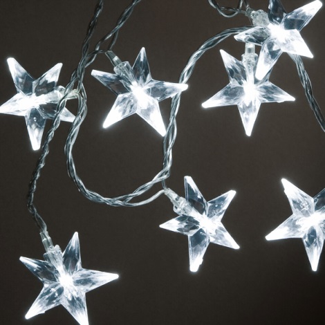 LED Vánoční řetěz STARS 60xLED 9m studená bílá