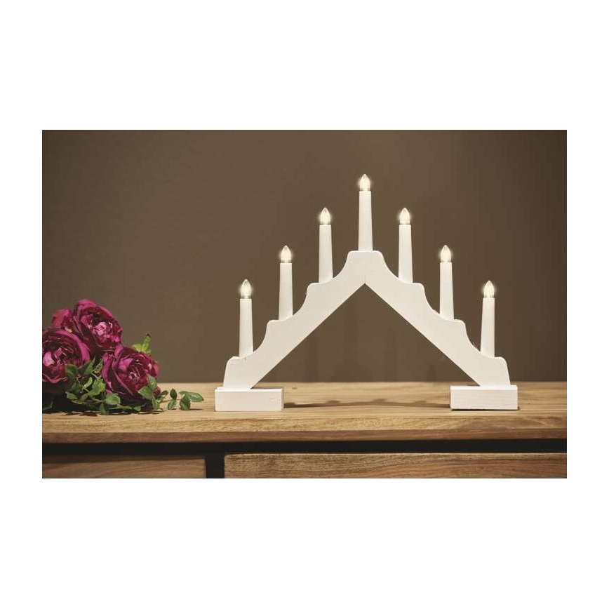 LED Vánoční svícen 7xLED/2xAA bílá