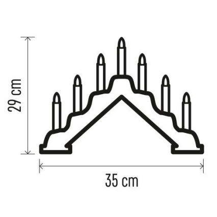 LED Vánoční svícen 7xLED/2xAA bílá