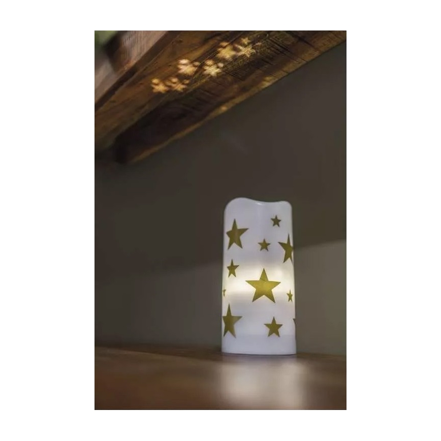 LED Vánoční svíčka LED/3xAAA hvězdy teplá bílá