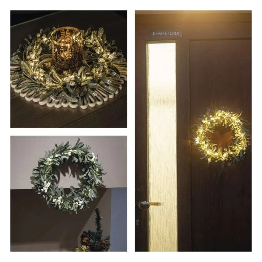 LED Vánoční věnec 25xLED/3xAA pr. 35 cm