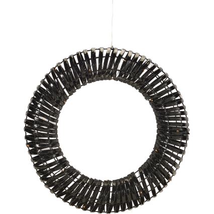 LED Vánoční věnec 30xLED/3xAA pr. 40 cm teplá bílá věnec/černá
