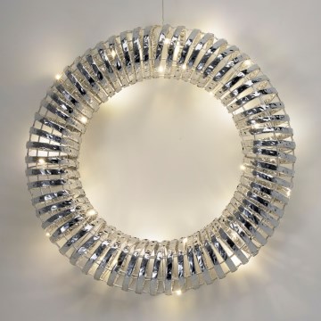 LED Vánoční věnec 30xLED/3xAA pr. 40 cm teplá bílá věnec/stříbrná