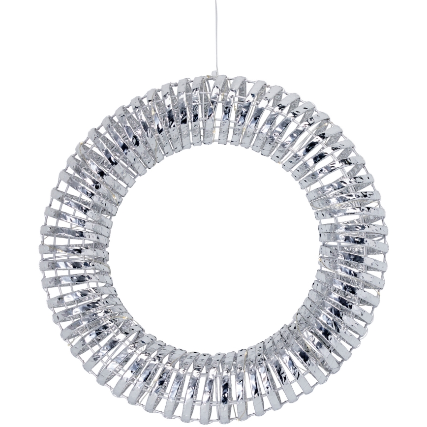 LED Vánoční věnec 30xLED/3xAA pr. 40 cm teplá bílá věnec/stříbrná