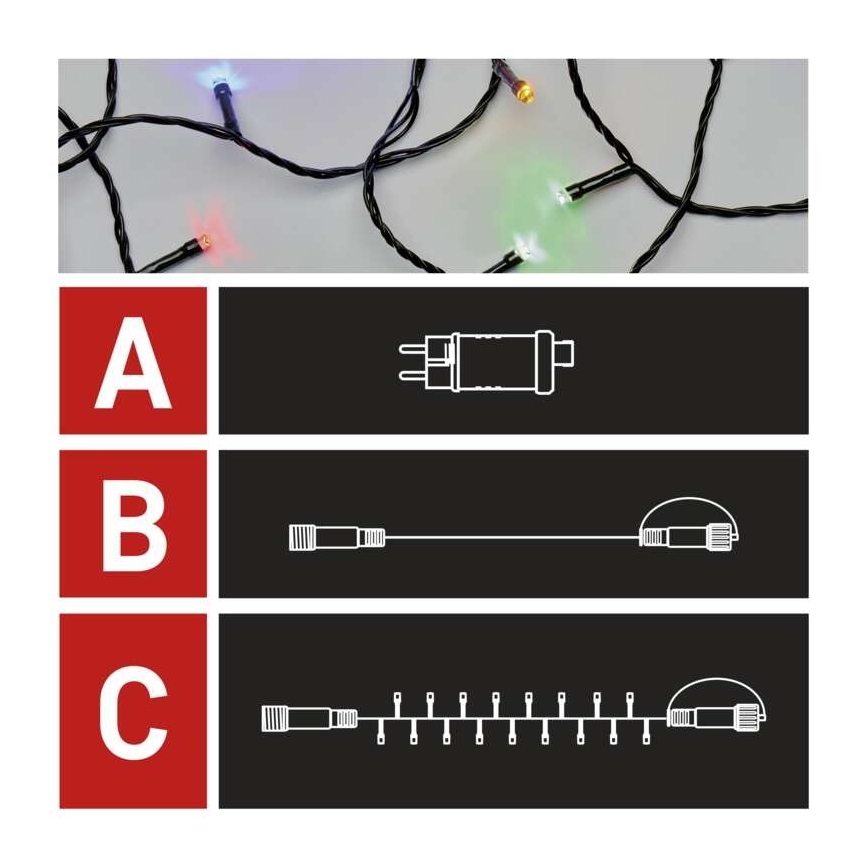LED Vánoční venkovní řetěz 100xLED/15m IP44 multicolor
