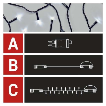 LED Vánoční venkovní řetěz 100xLED/15m IP44 studená bílá