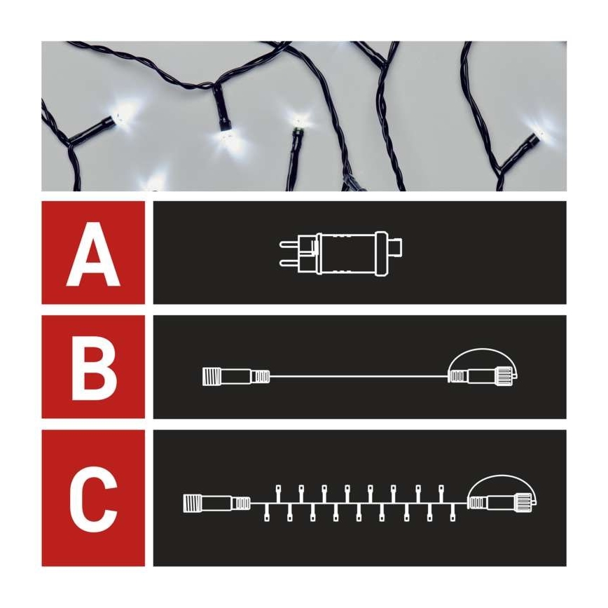 LED Vánoční venkovní řetěz 100xLED/15m IP44 studená bílá