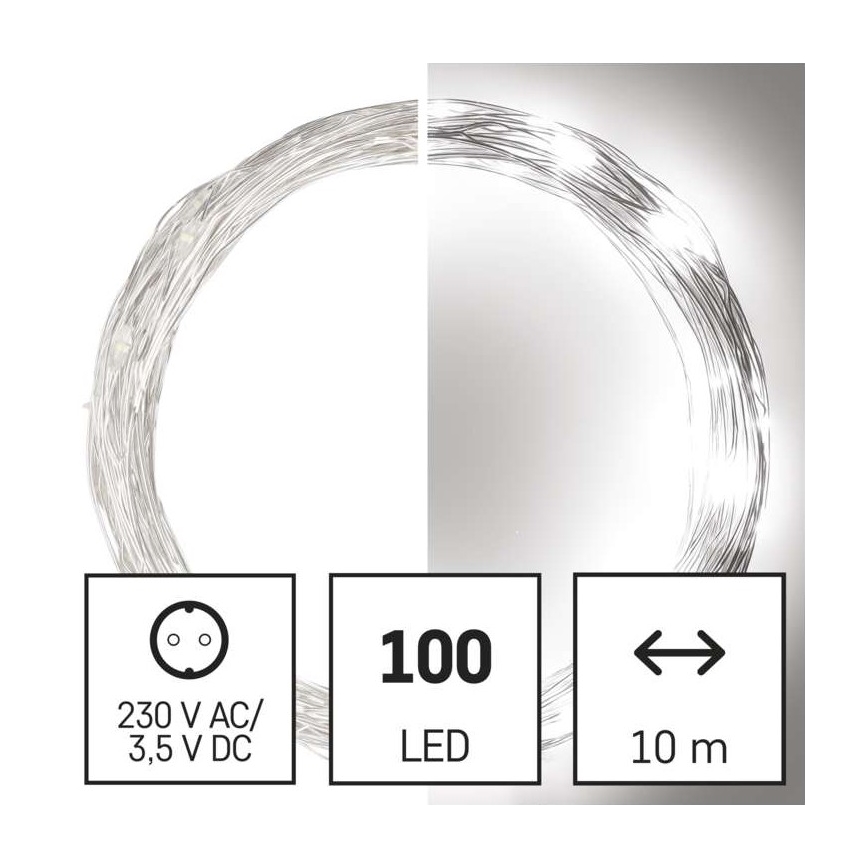LED Vánoční venkovní řetěz 100xLED/15m IP44 studená bílá