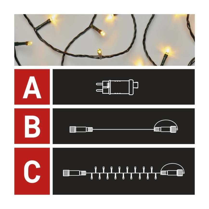 LED Vánoční venkovní řetěz 100xLED/15m IP44 teplá bílá