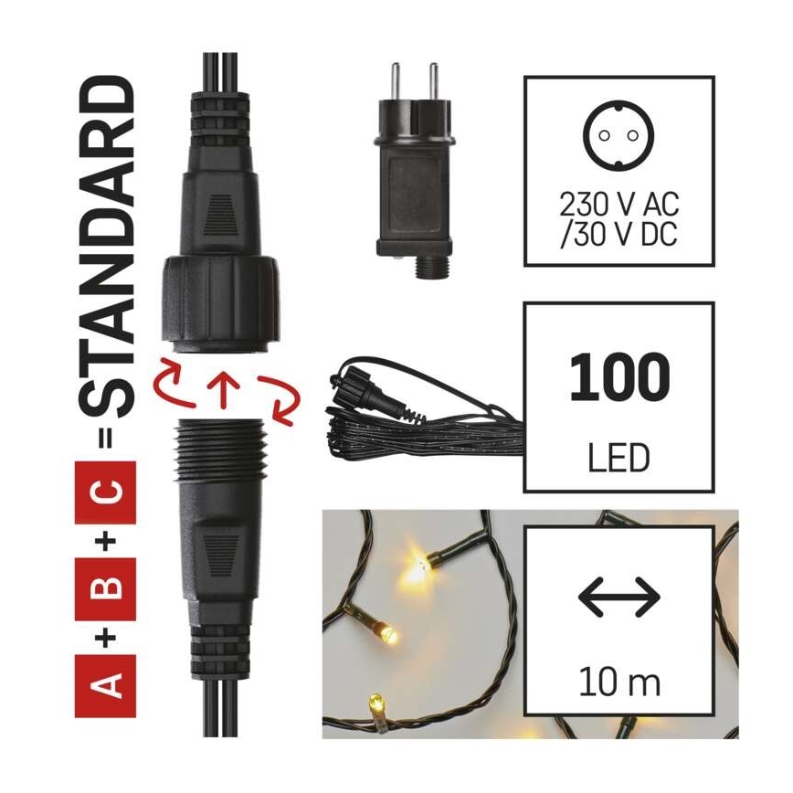 LED Vánoční venkovní řetěz 100xLED/15m IP44 teplá bílá