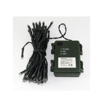 LED Vánoční venkovní řetěz 100xLED/2 funkce/3xAA 10,8m IP44 studená bílá