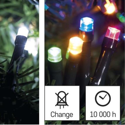 LED Vánoční venkovní řetěz 100xLED/8 módů 15m IP44 studená bílá/multicolor