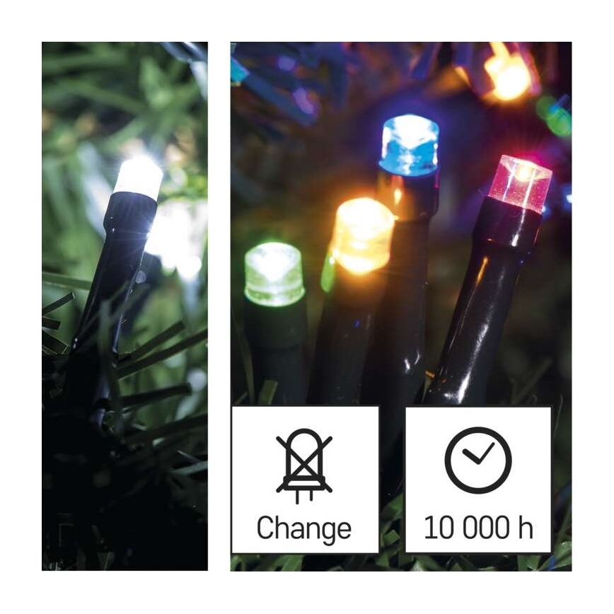 LED Vánoční venkovní řetěz 100xLED/8 módů 15m IP44 studená bílá/multicolor
