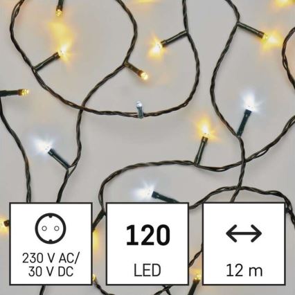 LED Vánoční venkovní řetěz 120xLED/2 funkce 17m IP44 teplá/studená bílá