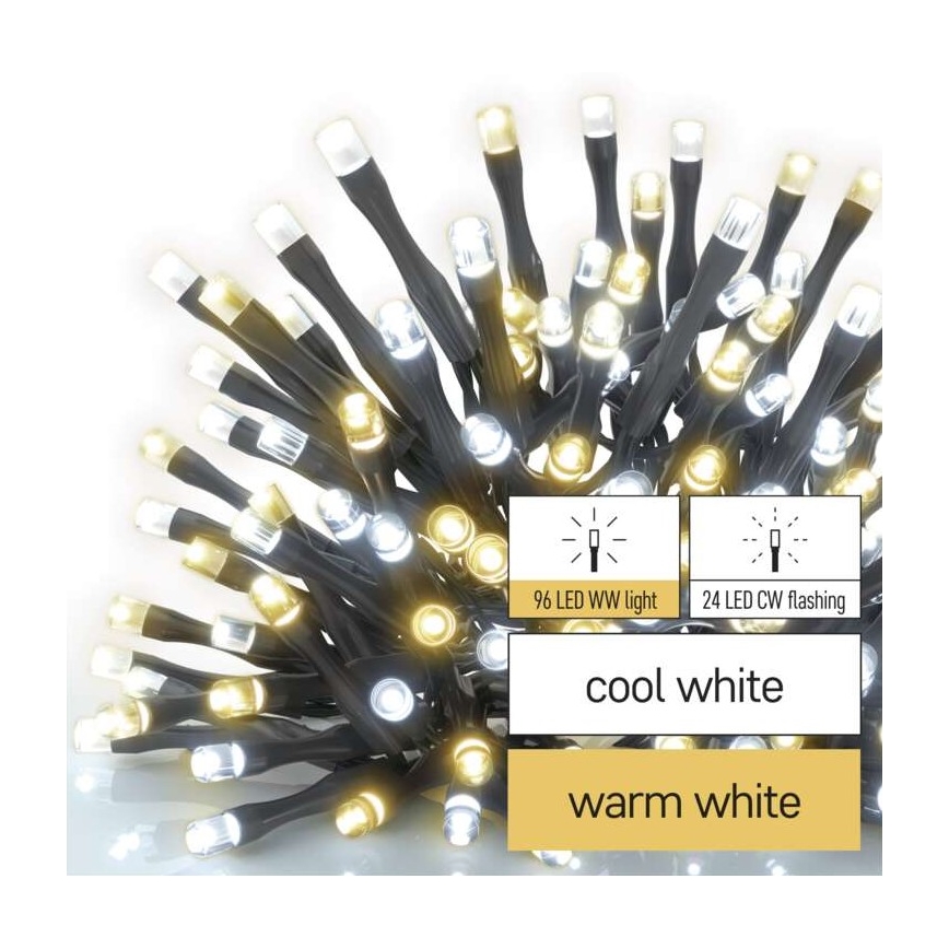 LED Vánoční venkovní řetěz 120xLED/2 funkce 17m IP44 teplá/studená bílá