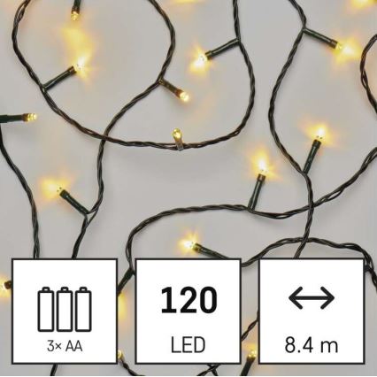 LED Vánoční venkovní řetěz 120xLED/8,9m IP44 teplá bílá