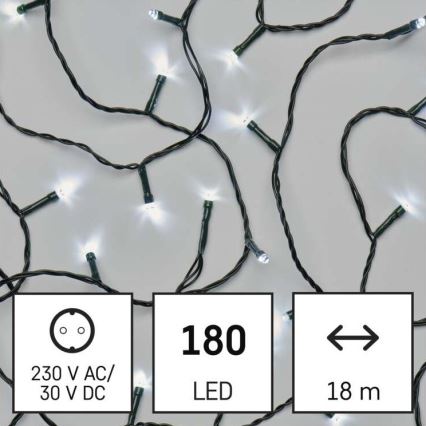 LED Vánoční venkovní řetěz 180xLED/8 módů 23m IP44 studená bílá