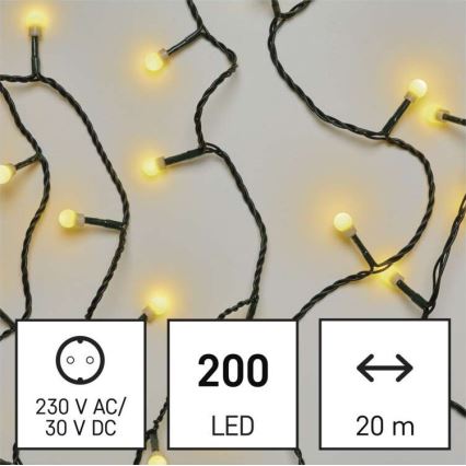 LED Vánoční venkovní řetěz 200xLED/25m IP44 teplá bílá