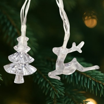 LED Vánoční venkovní řetěz 20xLED/2xAA 2,2 m IP44 multicolor stromečky a sobi