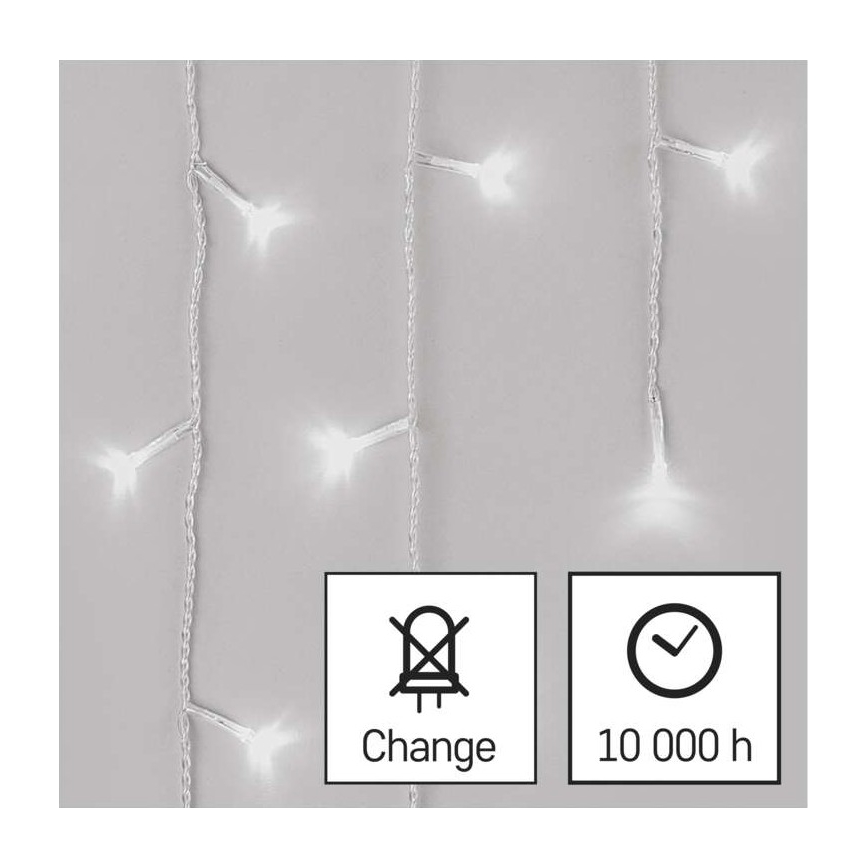 LED Vánoční venkovní řetěz 300xLED/8 módů 10m IP44 studená bílá + dálkové ovládání