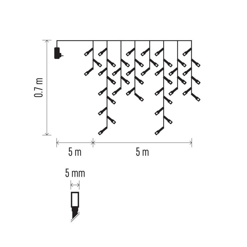 LED Vánoční venkovní řetěz 300xLED/8 módů 10m IP44 teplá bílá + dálkové ovládání