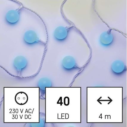 LED Vánoční venkovní řetěz 40xLED/9m IP44 modrá