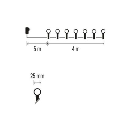 LED Vánoční venkovní řetěz 40xLED/9m IP44 růžová