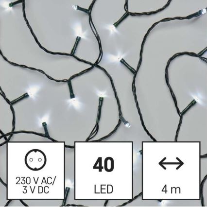 LED Vánoční venkovní řetěz 40xLED/9m IP44 studená bílá