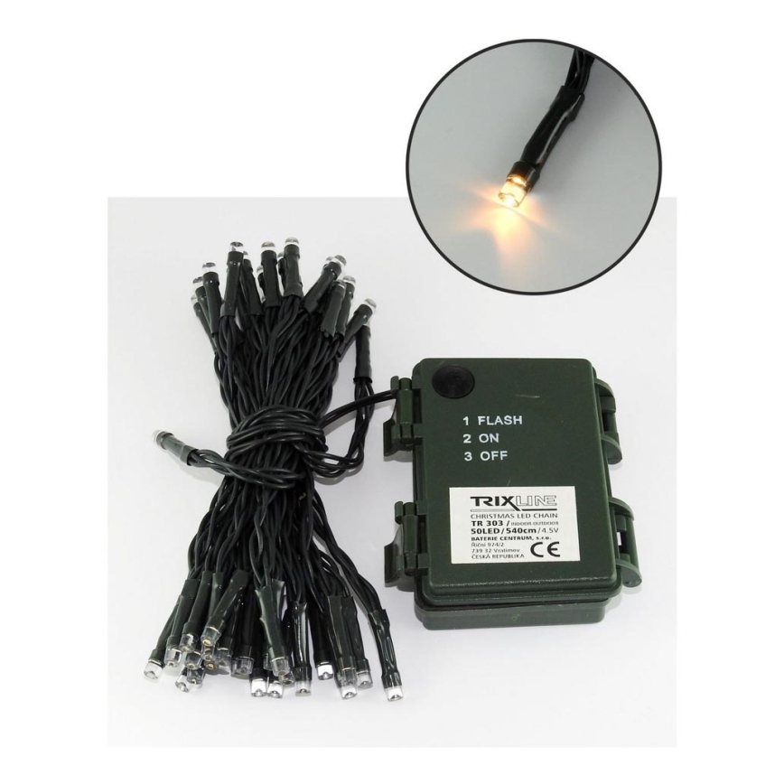 LED Vánoční venkovní řetěz 50xLED/2 funkce 5,4m IP44 teplá bílá