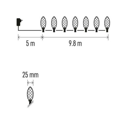 LED Vánoční venkovní řetěz 50xLED/8 módů 14,8m IP44 multicolor