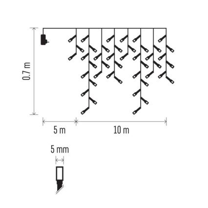 LED Vánoční venkovní řetěz 600xLED/8 módů 15m IP44 studená bílá