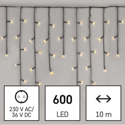 LED Vánoční venkovní řetěz 600xLED/8 módů 15m IP44 teplá bílá