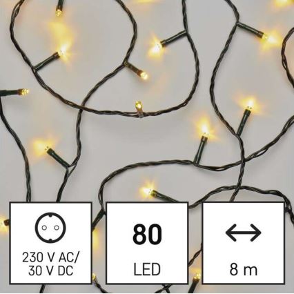 LED Vánoční venkovní řetěz 80xLED/13m IP44 teplá bílá