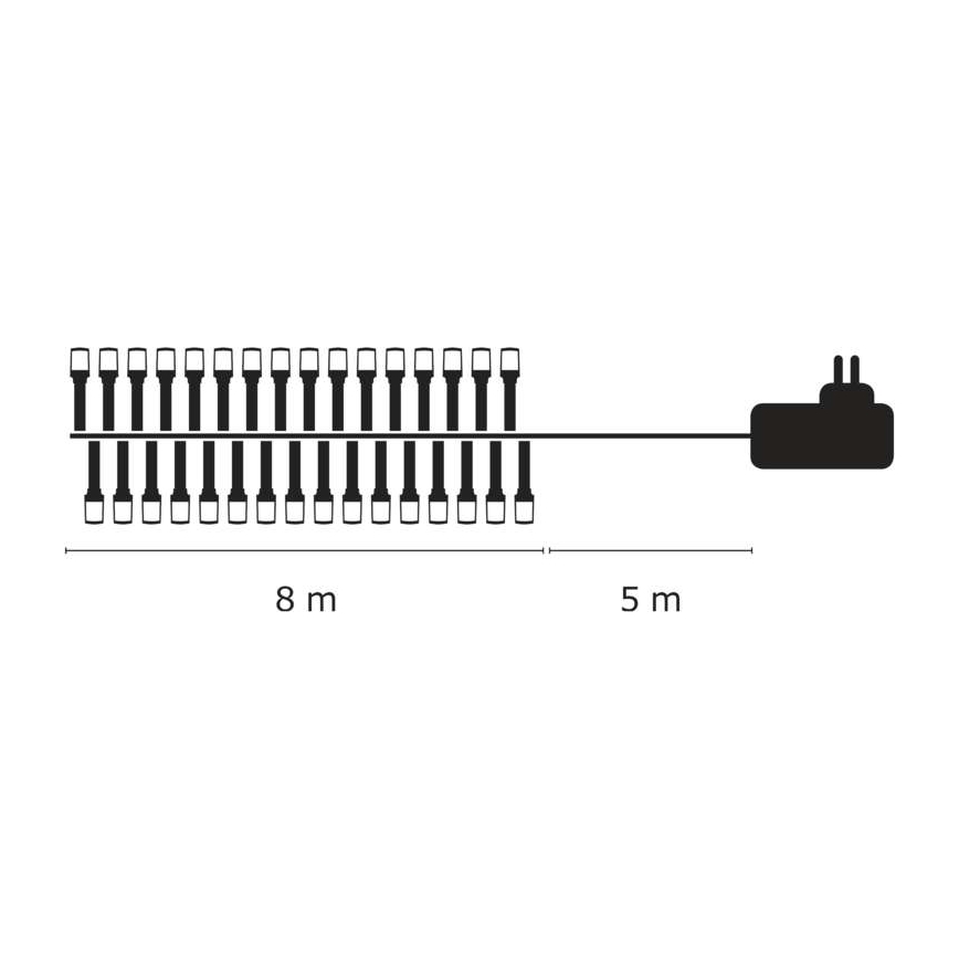 LED Vánoční venkovní řetěz 80xLED/13m IP44 teplá bílá