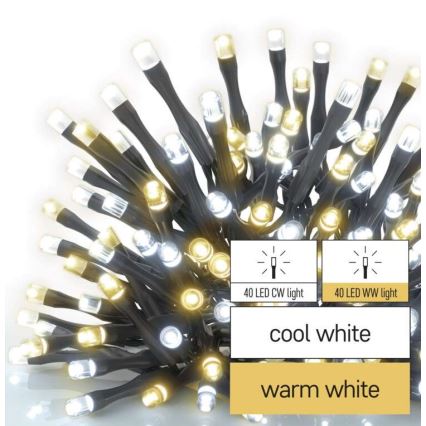 LED Vánoční venkovní řetěz 80xLED/13m IP44 teplá/studená bílá