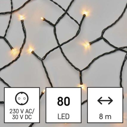 LED Vánoční venkovní řetěz 80xLED/13m IP44 vintage