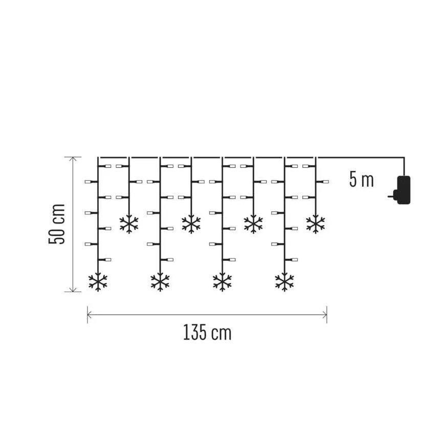 LED Vánoční závěs 60xLED/1,35W 635x50 cm studená bílá