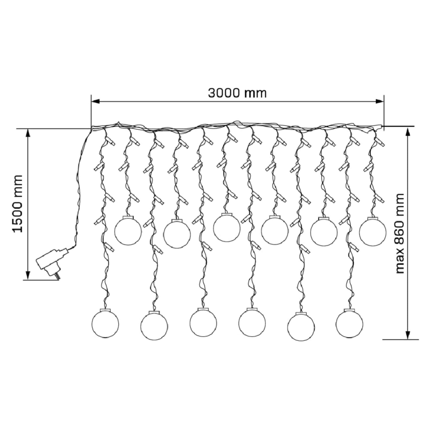 LED Vánoční závěs WISH BALLS 108xLED/8 funkcí 4,5 m teplá bílá